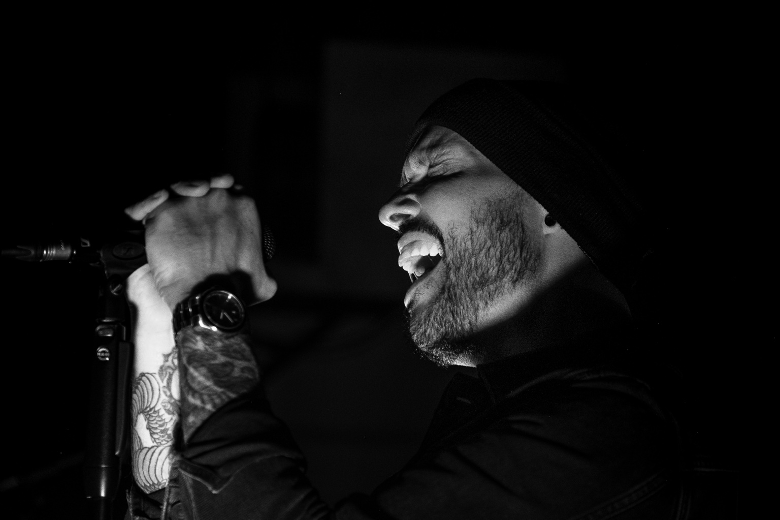 Singer performing live